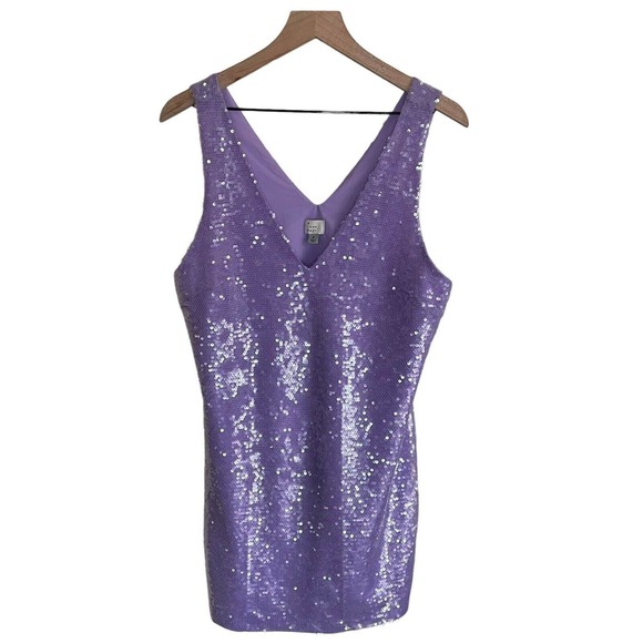 A New Day Women's Purple Sequin Mini A-Line Dress Womens Size Medium - Picture 2 of 7